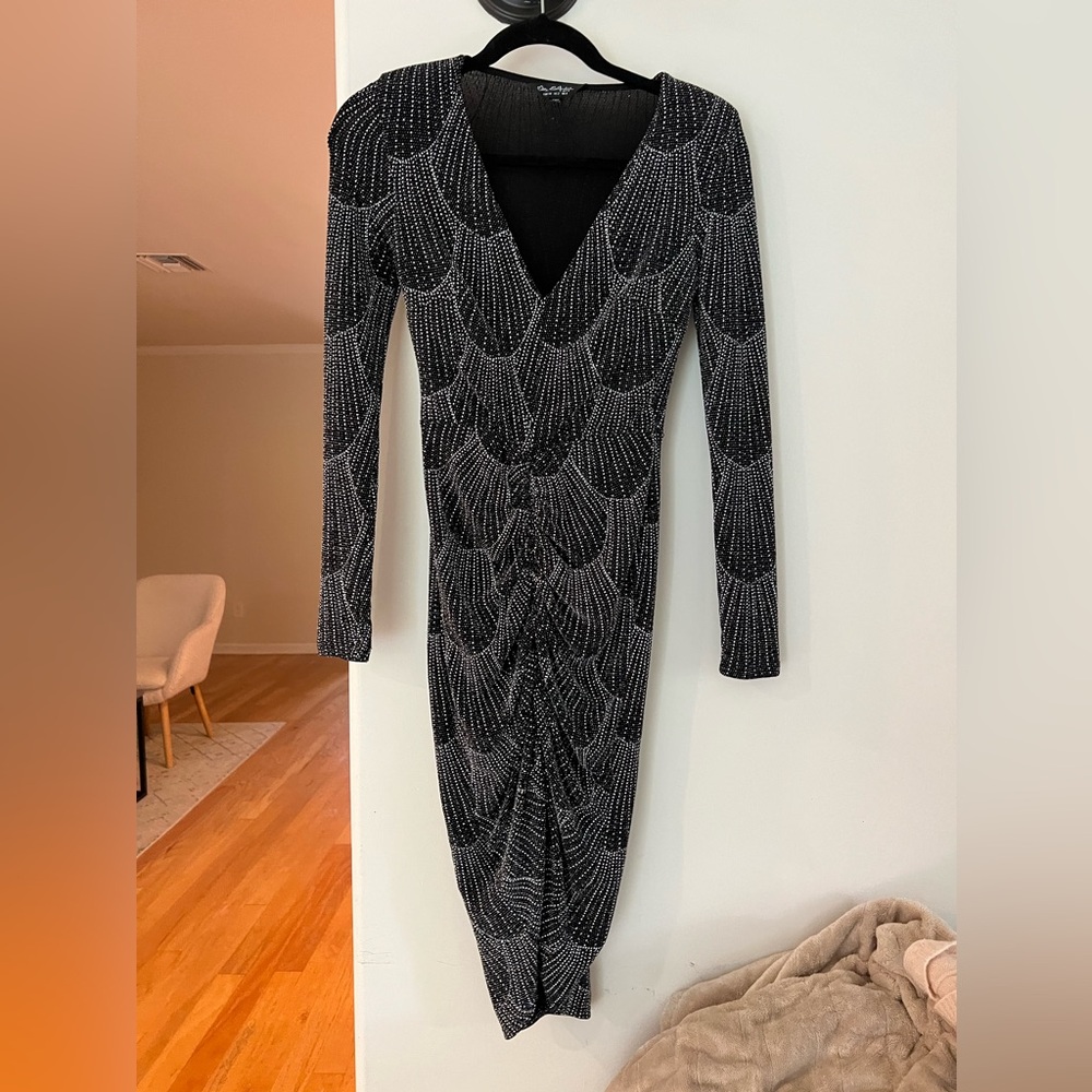 Miss Selfridge Black and Silver Glitter Dress